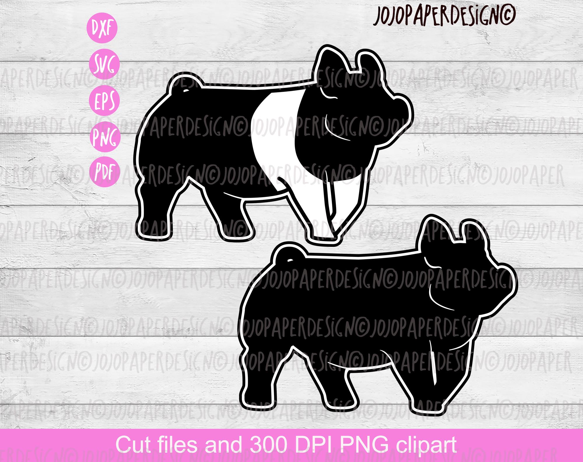 Mostra maiale SVG (var 5), maiale SVG, mostra maiale png eps dxf pdf, file di taglio silhouette maiale svg, maiale Hampshire svg, piccola licenza comm