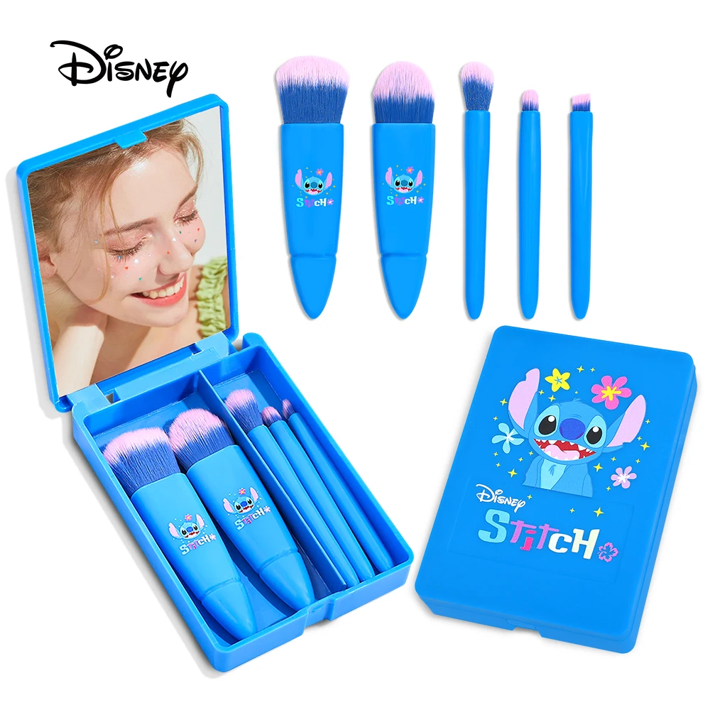 Stitch Makeup Brushes Foundation Powder Concealers Eye Shadows Makeup, with makeup mirror, including 5 pcs mini makeup brushes