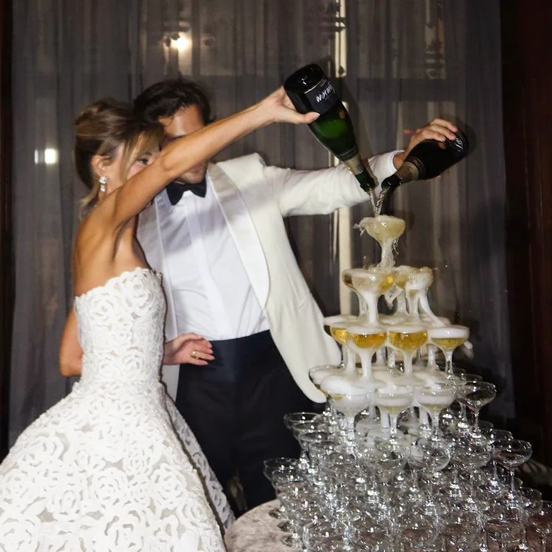 Torre di Bicchieri da Champagne a 4/5/6 Livelli, 5 oz, in Plastica, Bicchieri Usa e Getta per Matrimoni e Feste di Compleanno