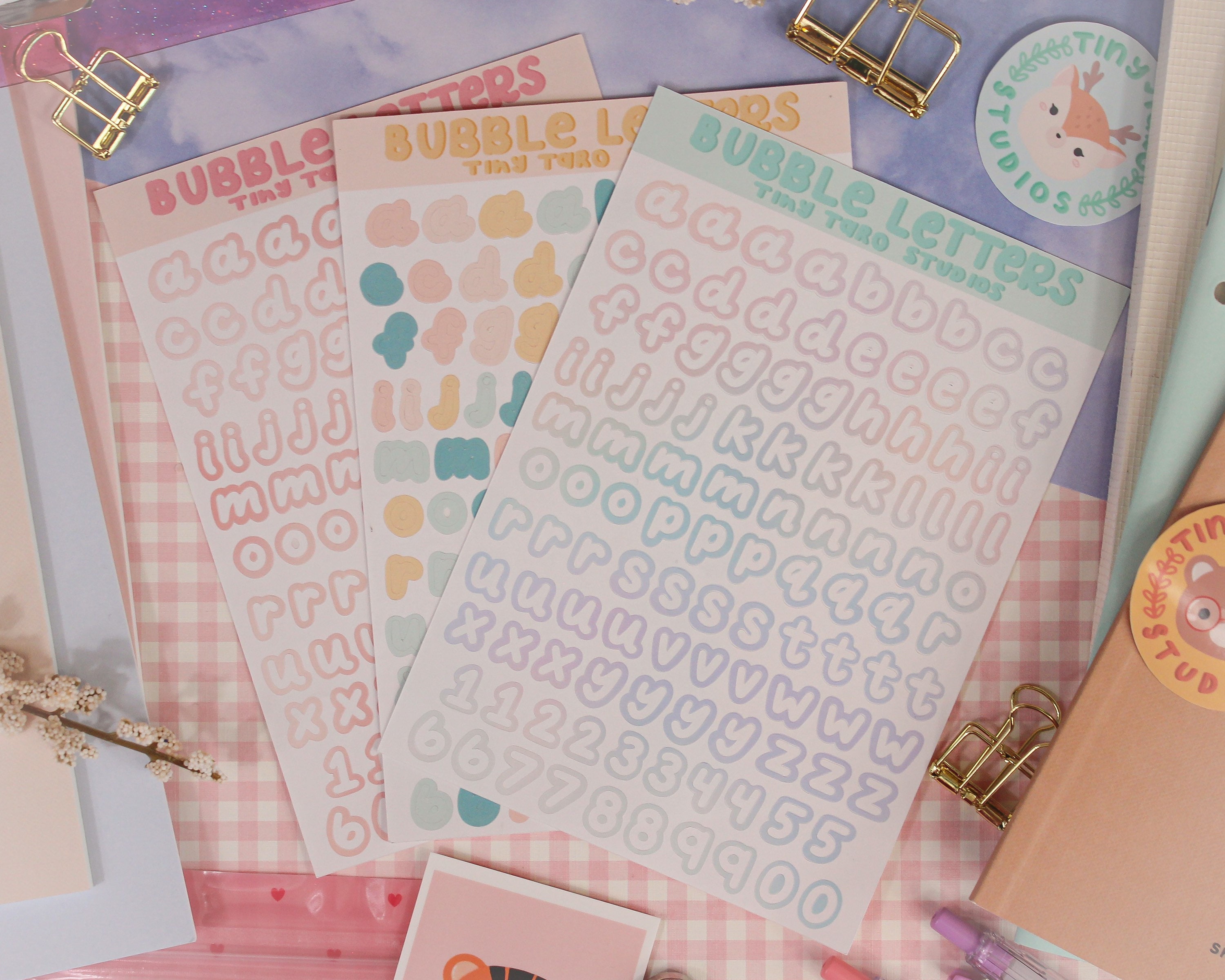 Foglio di adesivi con lettere a bolle con contorno / Adesivi dell'alfabeto, Bullet Journal, Adesivi carini, Adesivi decorativi, Journaling, Scrapbooki