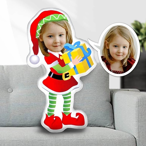 Personalisiertes Fotokissen für Weihnachten, kreatives DIY-Kissen in Humanoidform, lustiges Geburtstagsgeschenk für Freunde, einzigartiges Fotokissen, individuelle Fotogeschenke zu Weihnachten Image