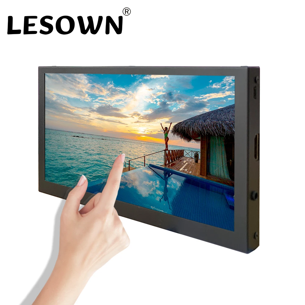 LESOWN Piccolo HDMI 7 Monitor da 10,1 pollici 1024x600 IPS Touch Screen Ampio display secondario portatile per PC portatile Altoparlanti integrati