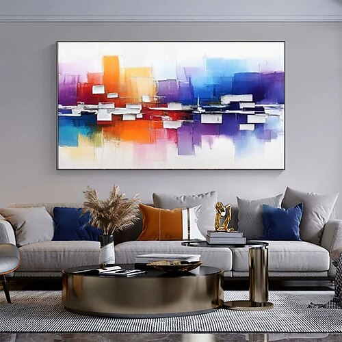 Originales Ölgemälde, handgemalt, minimalistisch, Blockmalerei auf Leinwand, großes Wandbild, abstrakte Textur, individuelles Gemälde, farbenfrohes Wandbild für das Wohnzimmer Image