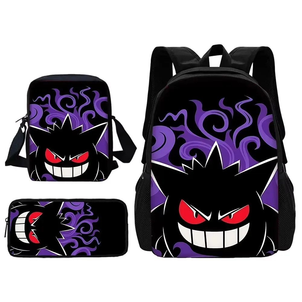 École enfant mignon pour g-gengar sac à dos avec sacs à déjeuner sacs à crayons sacs d'école pour garçons filles meilleur cadeau