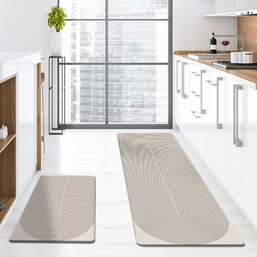 Läuferteppiche für Flur und Küche, PU-Leder-Fußmatte, dick, rutschfest, ölbeständig, strapazierfähig, pflegeleicht, modernes Wohnaccessoire, Fußmatte Image