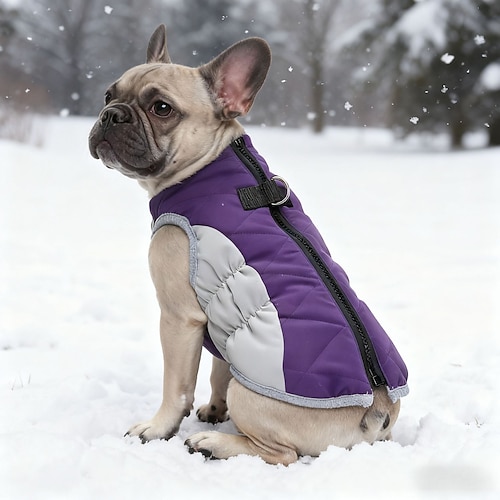 Hundemantel mit Geschirr, warme Hundejacke, wasserdichter Welpen-Wintermantel für kaltes Wetter, verstellbare Fleecejacke für kleine bis mittelgroße Hunde Image