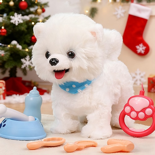 Ideale Weihnachtsgeschenke für Enkelkinder Mädchen und Jungen Welpenspielzeuge die gehen und bellen - gehender Hundespielzeug für Kinder mit Leine interaktiver Plüschwelpe mit Fernbedienung Image