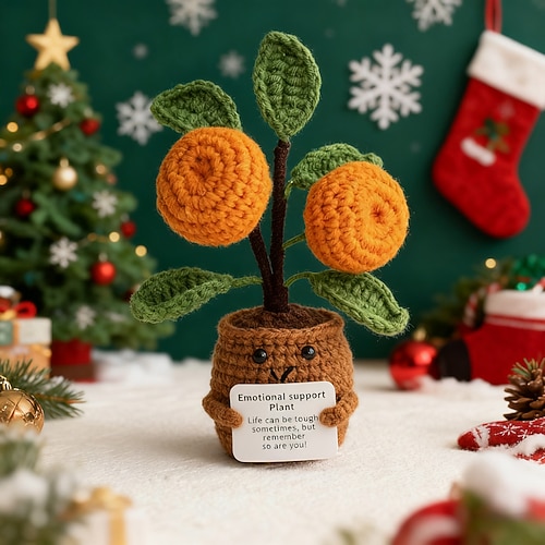 Ideale Weihnachtsgeschenke für Enkelkinder Mädchen Jungen handgemachtes emotionales Geschenk Blumenkrochetpuppe inspirierende Geschenke mit Karten süß gestrickte lustige Unterstützung Freund Image