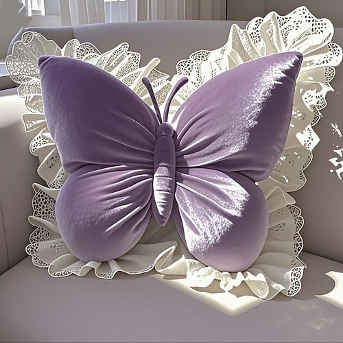 Prinzessin-Schmetterling-Zierkissen, Dekokissen für Büro, Wohnzimmer, Schlafzimmer, Auto, Sofa, Zuhause, niedliches Schleifendesign, weich und gemütlich. Image