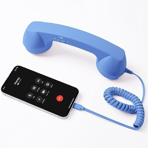 Retro-Telefonhörer Typ C, kabelgebundener Hörer für Smartphones, klassisches Headset im Telefonstil mit Mikrofon und Rauschunterdrückung, Plug-and-Play-fähig für Büro und Zuhause Image