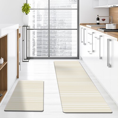 Läuferteppiche für Flur und Küche, PU-Leder-Fußmatte, dick, rutschfest, ölbeständig, strapazierfähig, pflegeleicht, modernes Wohnaccessoire, Fußmatte Image