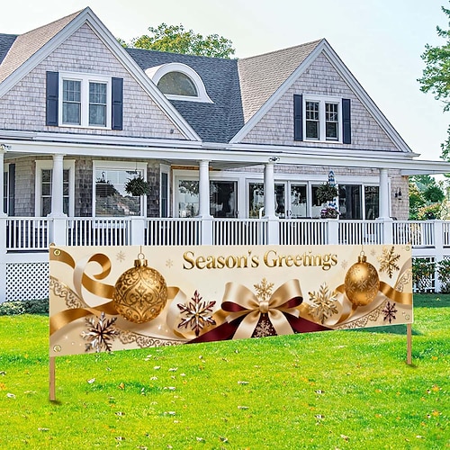 Weihnachtliches Banner mit Rentiermotiv für den Außenbereich, ideal für Garten, Wand oder Garagentor.