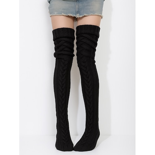 Damen-Overknee-Socken aus Acrylstrick – weich, warm, perfekt für Weihnachten, in verschiedenen Größen erhältlich Image