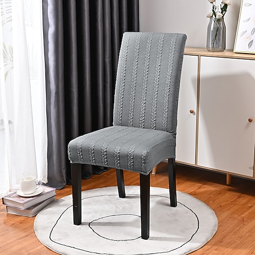 Einfarbige, dehnbare Jacquard-Stuhlhussen mit strukturiertem Zopfmuster, hohe Rückenlehnen-Esszimmerstuhlüberzüge, elastische Sitzschoner für Zuhause, Küche, Hotel und Bankettdekoration