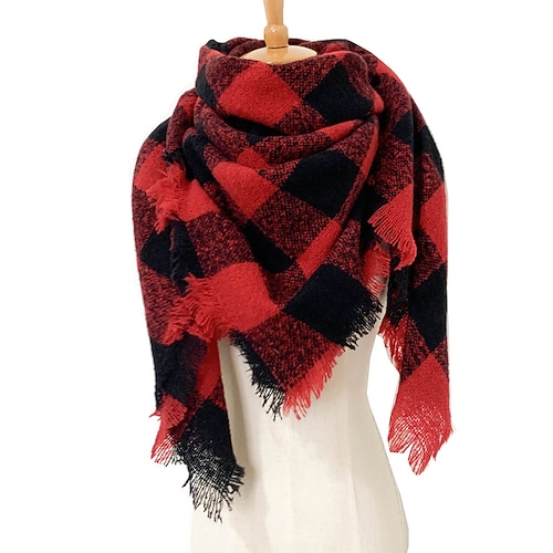 Unisex-Weihnachtsschal mit Karomuster – aus Polyester, weich und warm, in verschiedenen Farben erhältlich, für Winter, Weihnachtsfeiern und den Alltag Image