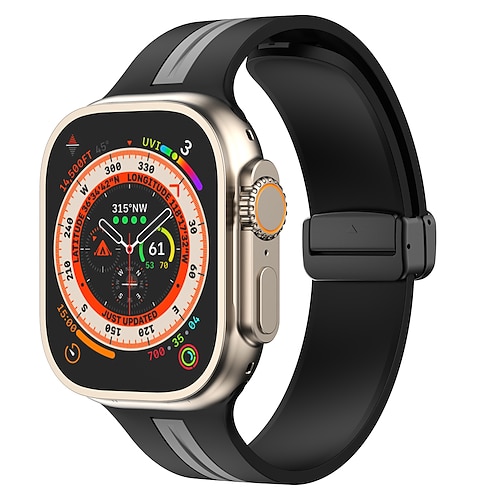 Sportarmband Kompatibel mit Apple Watch Armband 38mm 40mm 41mm 42mm 44mm 45mm 49mm Mehrschichtig Magnetverschluss Zwei Ton Silikon Karbon Ersatzarmband für iwatch Ultra 3 2 Series 11 10 9 8 7 SE 6 5 Image