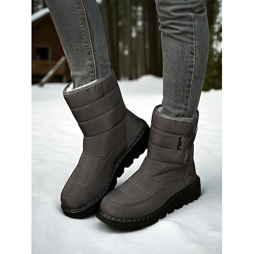 Blaue, gesteppte, wasserdichte Winterstiefel für Damen mit weichem Fleecefutter – isolierte und stylische Outdoor-Stiefel für Schnee, Wandern und Winteraktivitäten Image