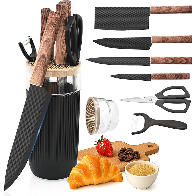 Knife Set 7-Piece Kitchen Knife Set with Sharp Chef and Meat Knives Anti-Rust Utility Knives Set for Kitchen Kitchen Knife Block SetBlue