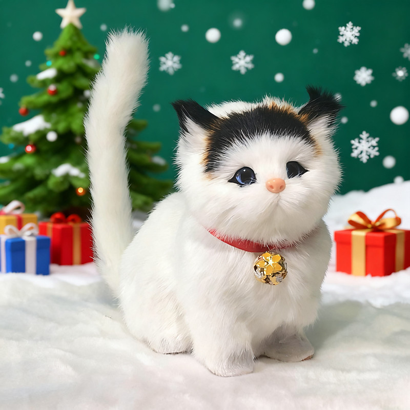 Ideal Christmas Gifts for Grandkids Girls Boys, Lovely Simulation Animal Doll Plush Cat Toy with Sound Kids Toy Decorations Stuffed Toys