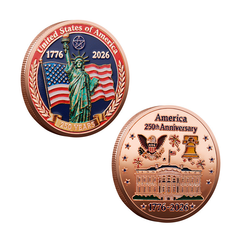 250th Anniversary Commemorative Coins - Golden American Flag Liberty Bell Design Collectible Coins, Durable Metal Anniversary Coins for Display, Collectors Gift Idea, Patriotic Design