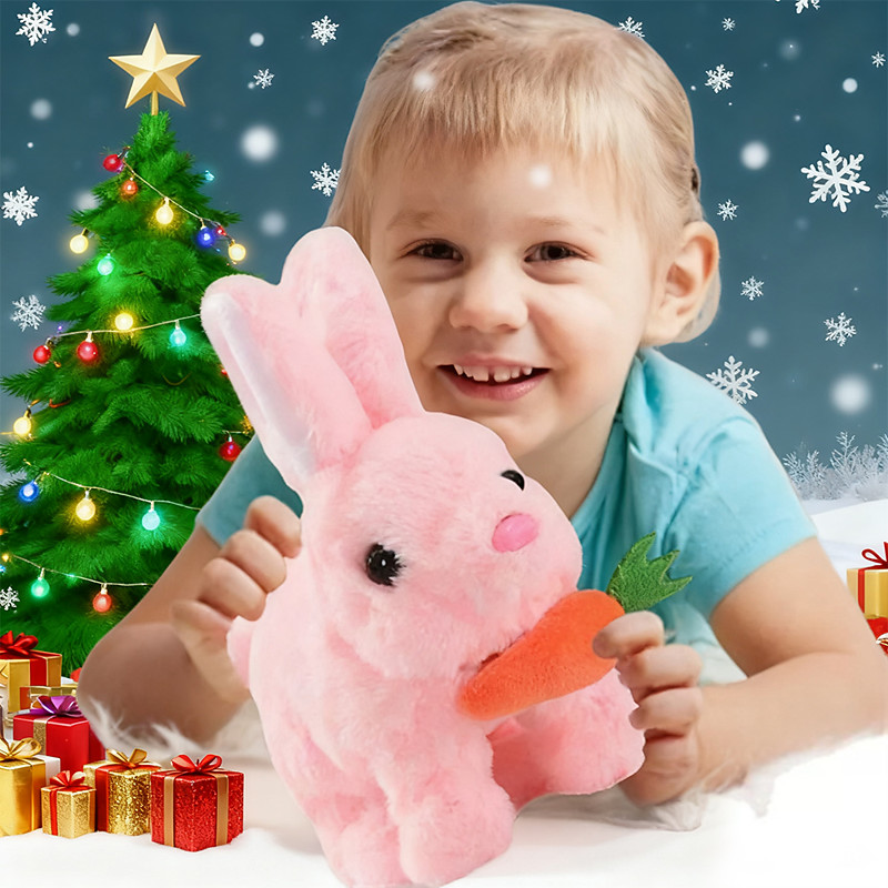 Ideal Christmas Gifts for Grandkids Girls Boys, My Realistic Bunny Toy Interactive Electronic Pet Toys Bunnies can Hops Walks and Wiggles its EarsEaster Plush Stuffed Bunny Toy Educational Toys