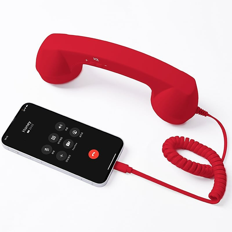 Retro Phone Handset Type C Wired Receiver for Smartphone Classic Telephone Style Headset with Microphone Noise Reduction Plug and Play for Office Home Use