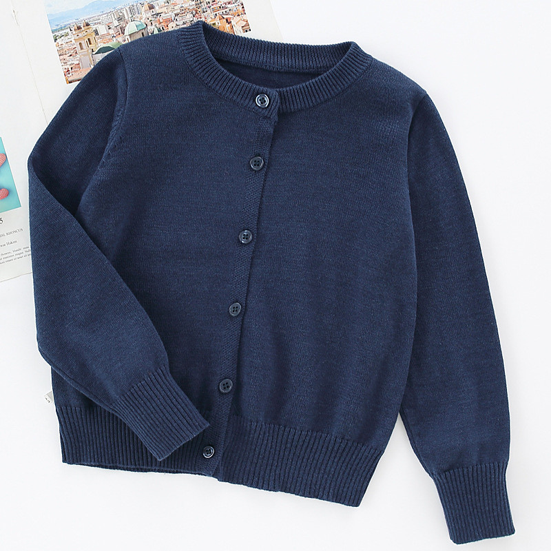 Kids Unisex Sweater Solid Color Long Sleeve Buttons Outdoor Fashion Black Fall Clothes 4-12 Years
