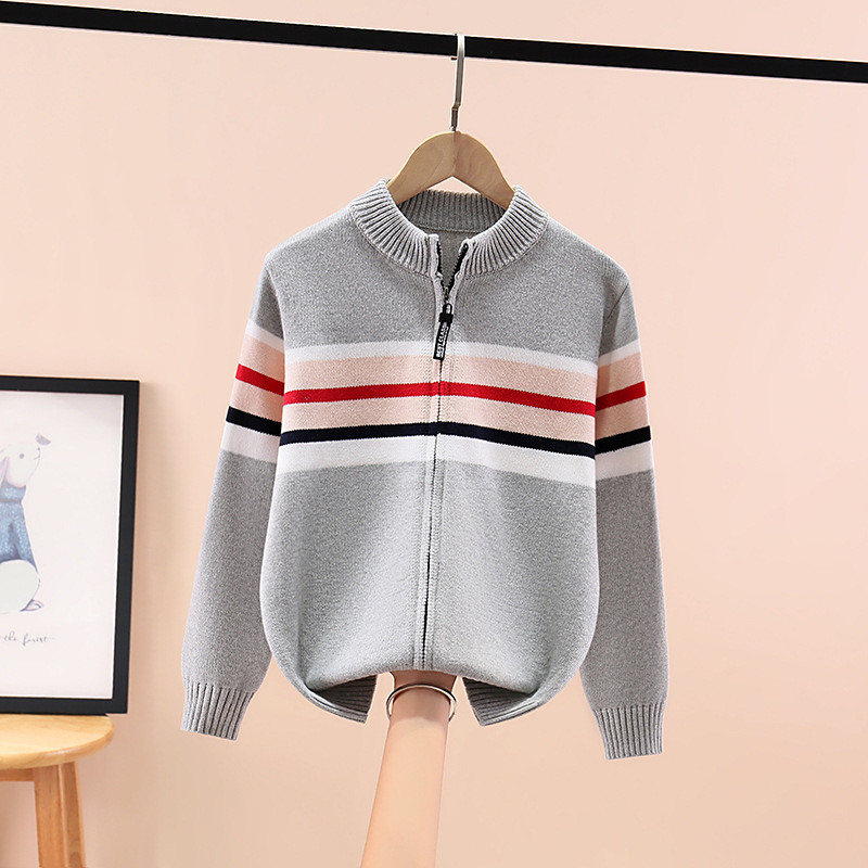Kids Boys' Sweater Stripe Long Sleeve Keep Warm Outdoor Fashion Navy Blue Fall Clothes 4 years