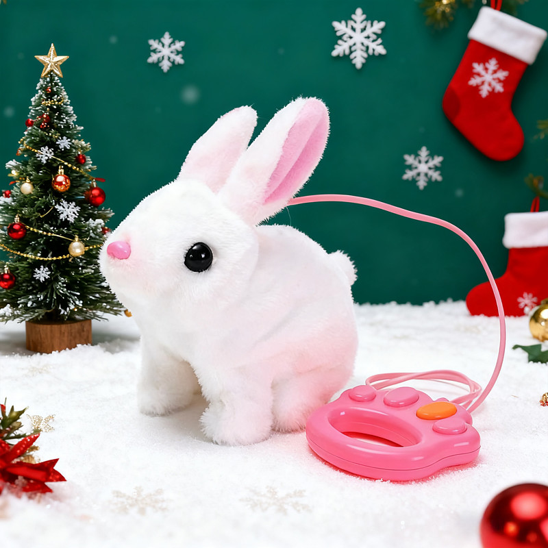 Ideal Christmas Gifts for Grandkids Girls Boys, My Realistic Bunny Toy Interactive Electronic Pet Toys Bunnies can WalksEaster Plush Stuffed Bunny Toy Educational Toys for Kids