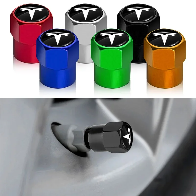 4Pcs Auto Reifen Ventil Kappen Metall Reifen Luft Vorbauten Abdeckung Für Tesla Modell 3 Y S X Roadster Modell 3S X Y 2022 Invader Spule Mod WYE K80 Image