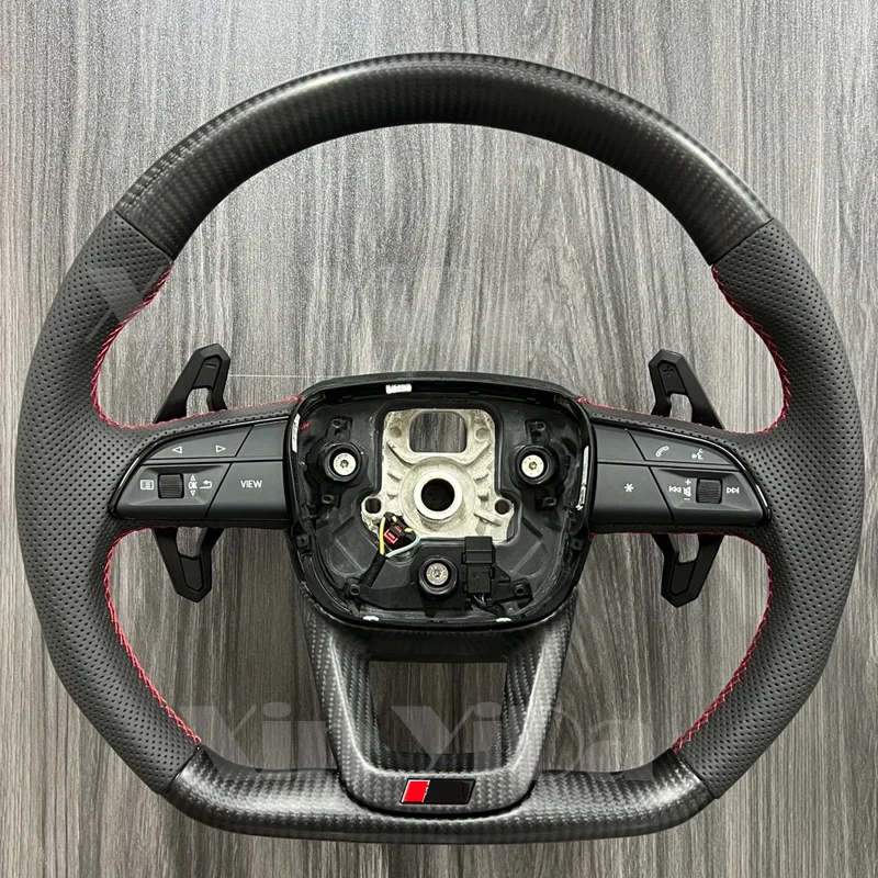 Geeignet für Audi Q5 FY Q7 Q8 Kohlefaser-Lenkradbaugruppe aus halbperforiertem Leder Image
