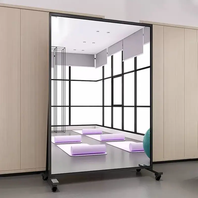 Mobiler Tanzspiegel, Ganzkörper-Bodenspiegel für zu Hause, auf Rädern Image