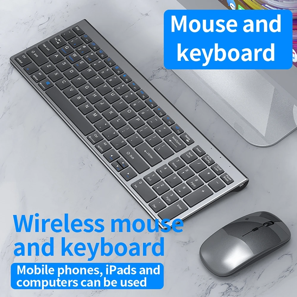 2,4 G Wireless & Bluetooth Tastatur Maus Set Wiederaufladbare Ultra-dünne Computer Büro Gaming Stille Schlanke Tastatur Maus für iPad Image