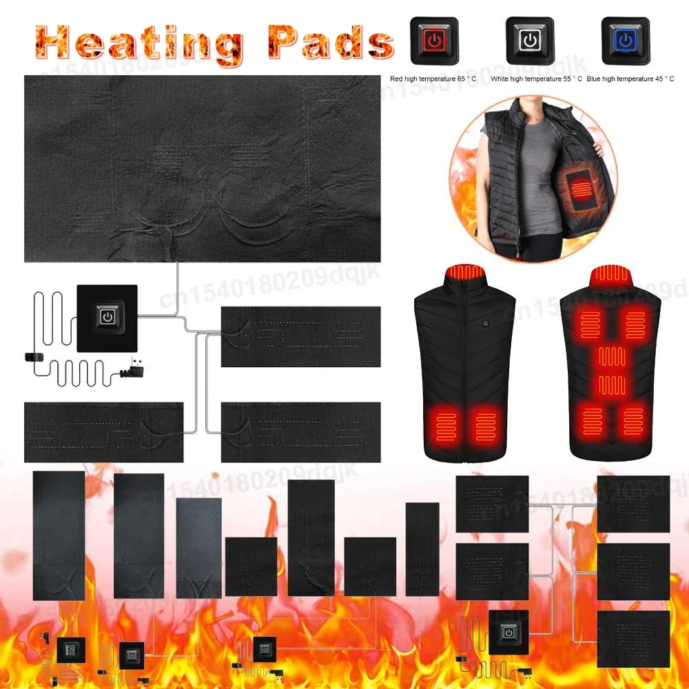 1 Set DIY 5V USB Elektrische Beheizte Jacke Heizung Pad 3 Gang Themal Warme Winter Heizung Weste Pads für Outdoor Beheizte Kleidung Image
