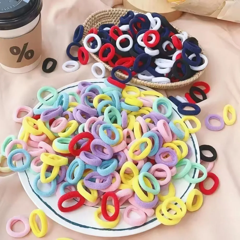 500 stücke Bunte Elastische Haarbänder Mini Mädchen Nylon Stirnband Kinder Pferdeschwanz Haarbänder Kinder Ornamente Geschenk Frau Haar Zubehör Image