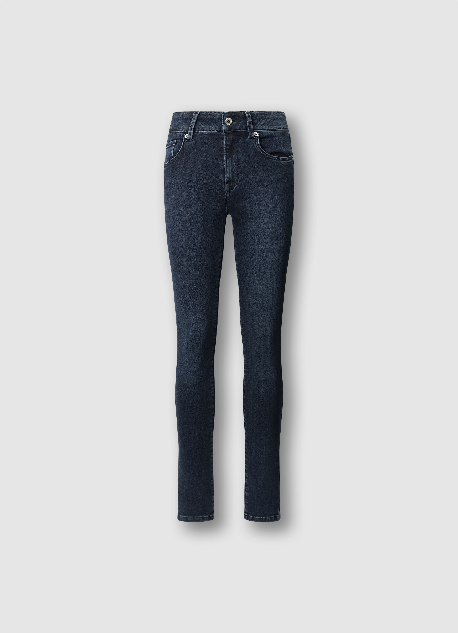 Skinny-fit-Jeans PEPE JEANS "SKINNY JEANS MW", Damen, Gr. 32, Länge 32, tiefblau, Denim/Jeans, Obermaterial: 84% Baumwolle, 15% Polyester, 1% Elasthan, skinny fit lang, Jeans, in verschiedenen Waschungen