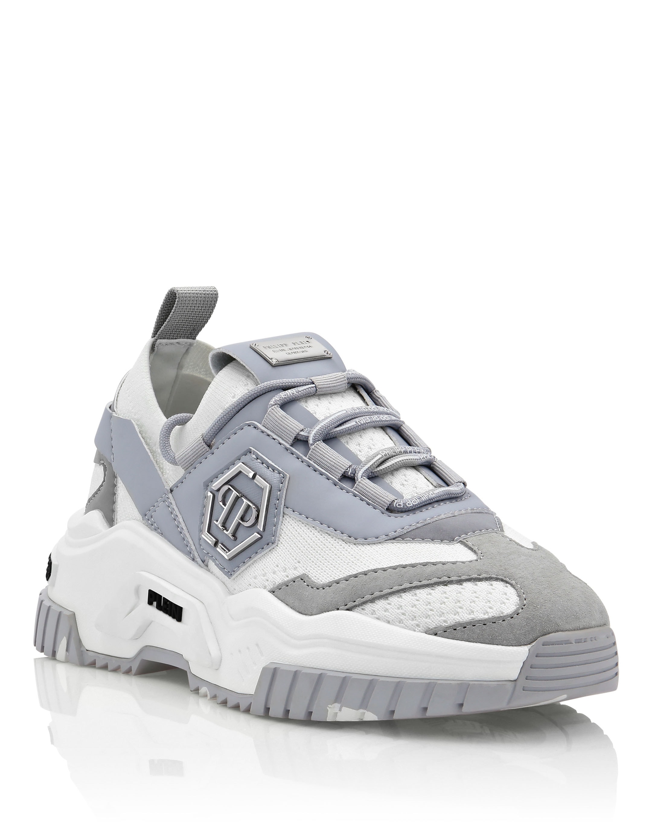 Sneaker PHILIPP PLEIN "Predator", Damen, Gr. 39, Normalschaft, 10, grau, Schuhe Sneaker