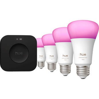 Philips Hue 75W A19 Starter Kit (White & Color Ambiance, Matter, 4-Pack) 591909