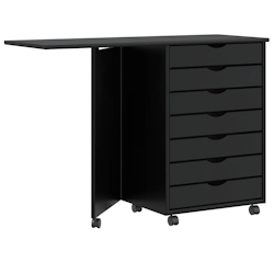 vidaXL Rollschrank mit Schreibtisch MOSS Schwarz Massivholz Kiefer Image