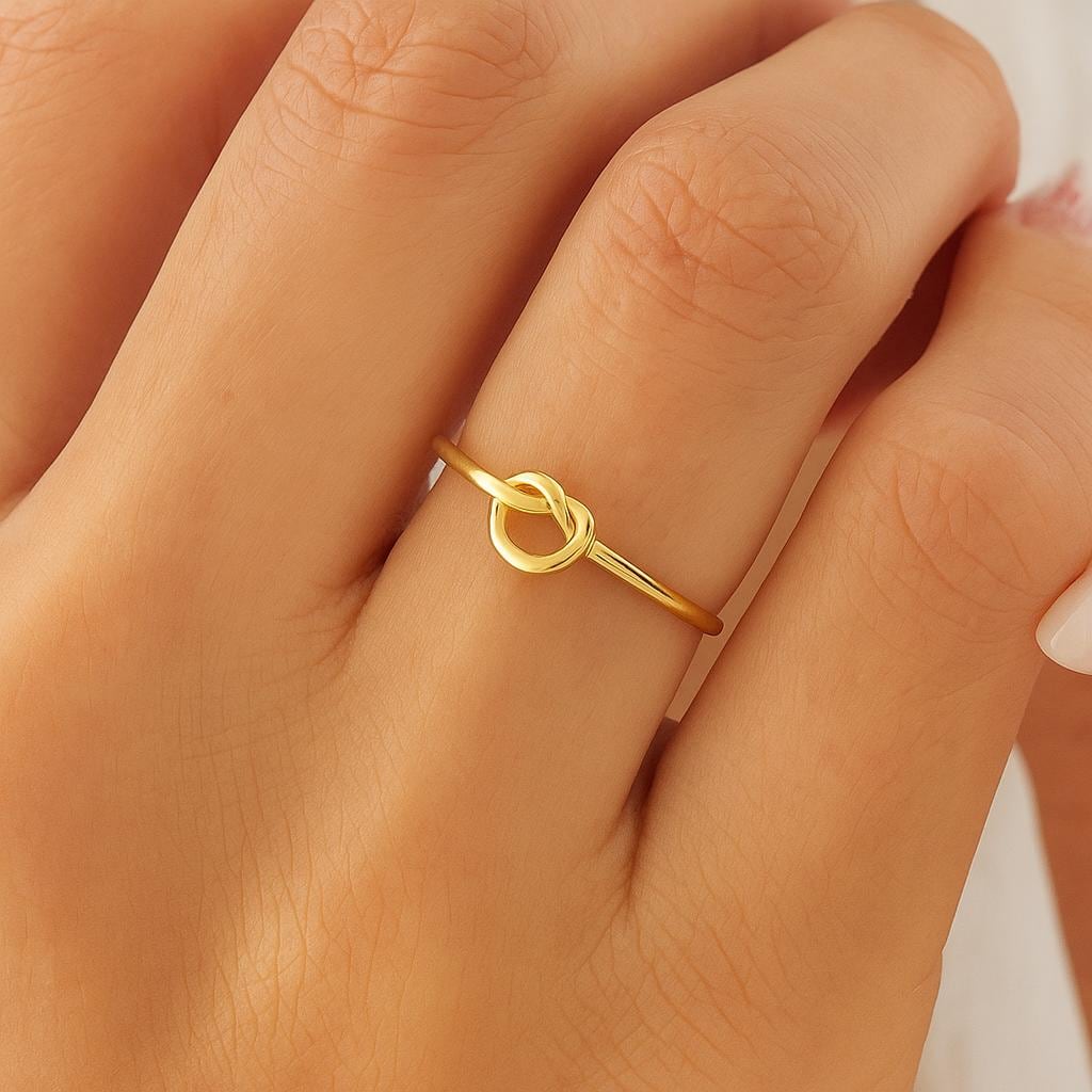 Anello con nodo, anello con nodo d'amore in oro 14 carati, anello di promessa, anello riempito d'oro, anello da damigella d'onore, anello sottile in o