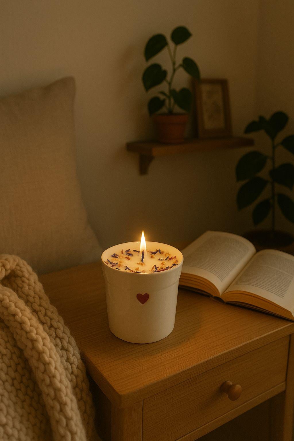 Candela a forma di cuore | Candela a forma di fiore | Candela profumata fatta a mano | Porcellana | Candela di Natale | Idea regalo di compleanno | Ca