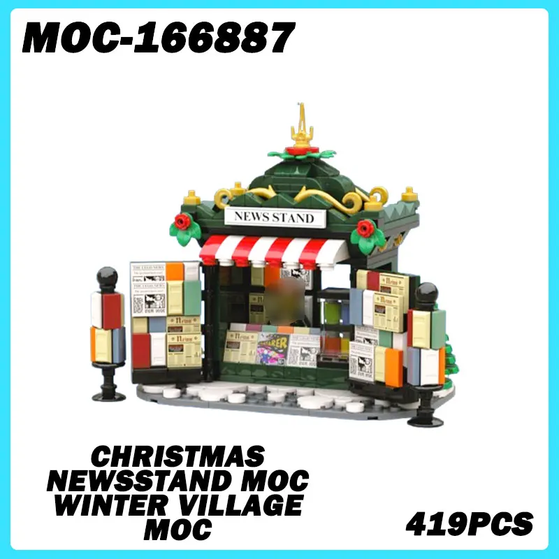 MOC- 166887 Street View Serie Weihnachten Newsstand MOC Winter Dorf MOC Bausteine DIY Ziegel, Puzzle Spielzeug für Geschenk Image