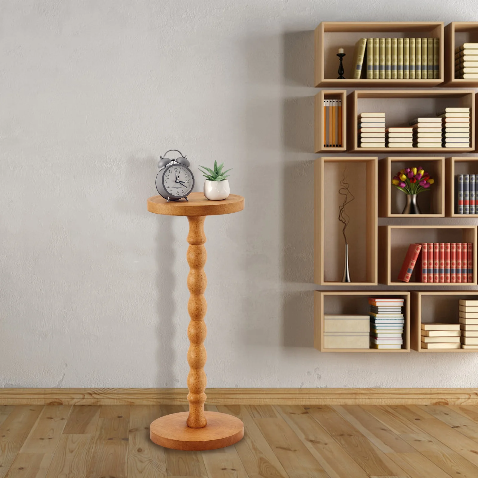 Runder Beistelltisch aus massivem Holz mit beschwerter Basis, Vintage-Couchtisch für Schlafzimmer neben Tischen, Sofa, Wohnzimmermöbel, Zuhause