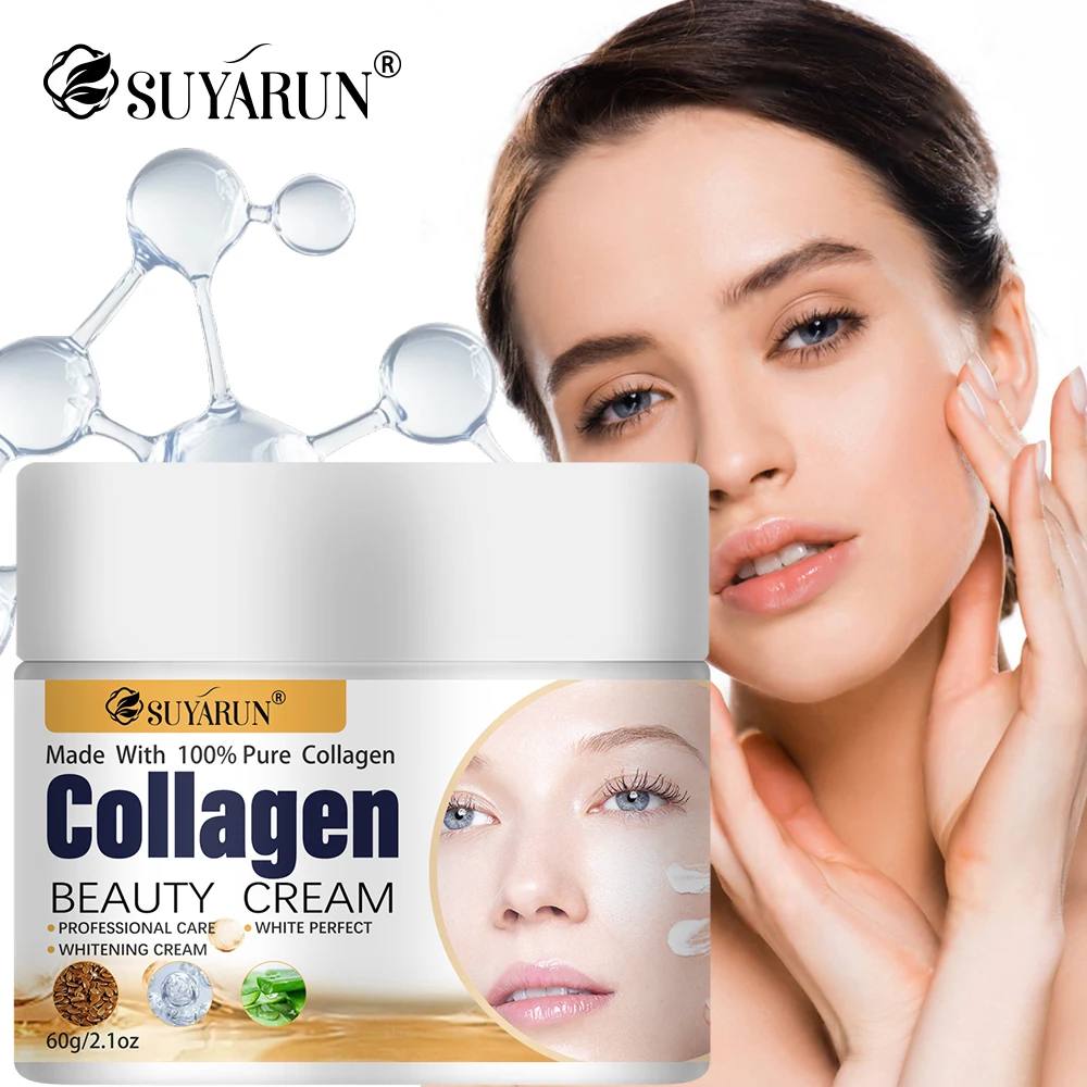 SUYARUN Kollagen-Gesichtscreme, Anti-Aging, straffend und feuchtigkeitsspendend, mit Hyaluronsäure für alle Hauttypen. Image