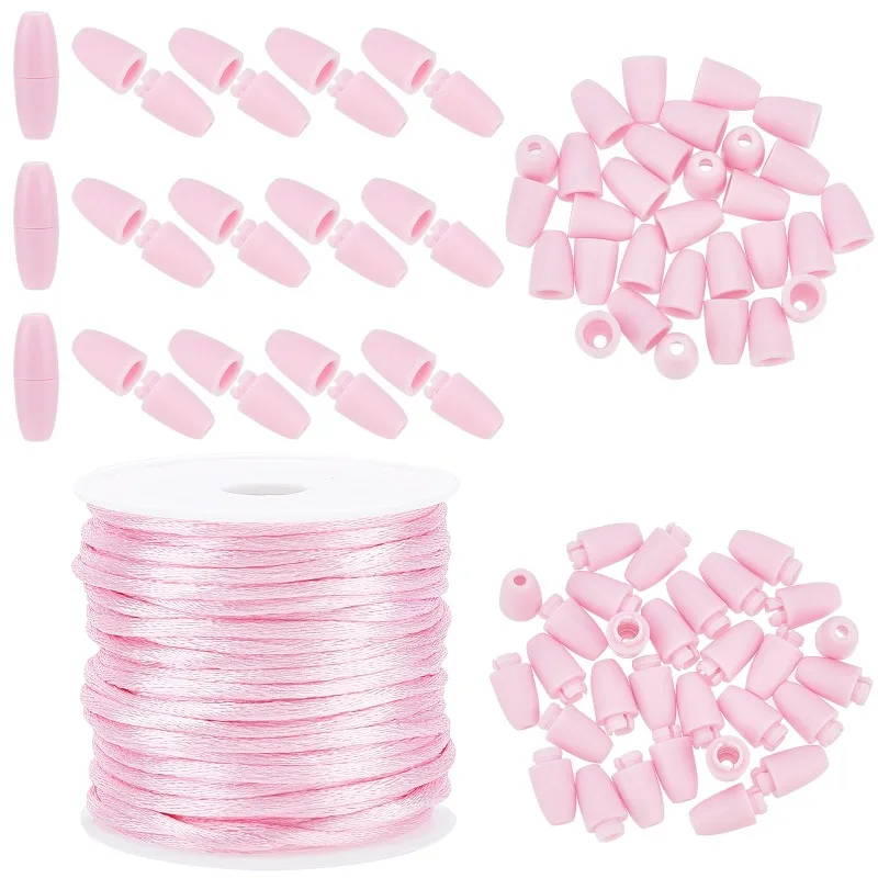 30 Set 24 mm rosa Kunststoff-Sicherheitsverschluss-Schnallen-Laufverbinder mit 10 m 2 mm geflochtenem Nylon-Schnurseil Image