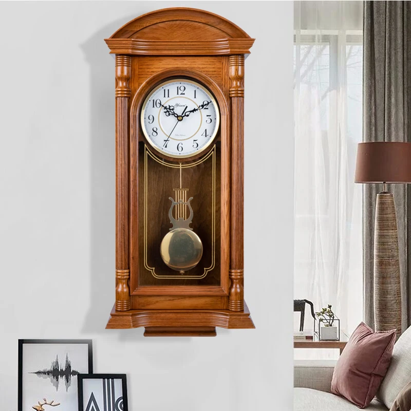 Retro Wanduhren Massivholz Uhr Uhr Luxus Wohnzimmer Uhren Stille Pendeluhr Elegante Zimmer Ornamente Hause Dekoration
