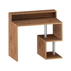 Dmora Schreibtisch Dcalafior, Linearer Schreibtisch mit Ablagefächern und LED-Leuchten, Mehrzweck-Büroschreibtisch mit Platte, 100x50h93 cm, Eiche Image