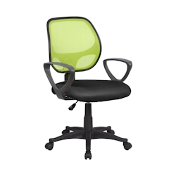 Dmora Bürostuhl Ddjidj, Mesh-Arbeitsstuhl mit Armlehnen, Ergonomischer Bürositz, 56x57h88/100 cm, Schwarz und Grün Image