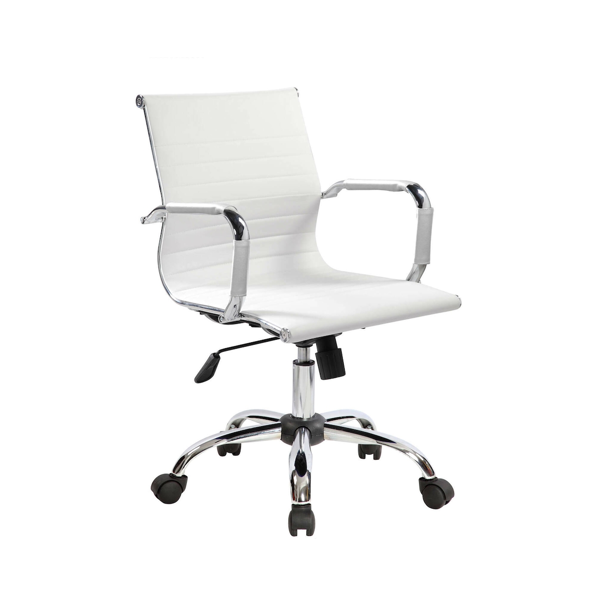 Dmora Bürostuhl Dlemmen, Chefsessel mit Armlehnen, Ergonomischer Bürostuhl, Weiß, 62x54h92/102 cm Image
