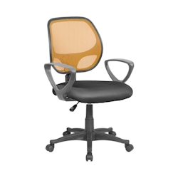 Dmora Bürostuhl Ddjidj, Mesh-Arbeitsstuhl mit Armlehnen, Ergonomischer Bürositz, 56x57h88/100 cm, Schwarz und Orange Image